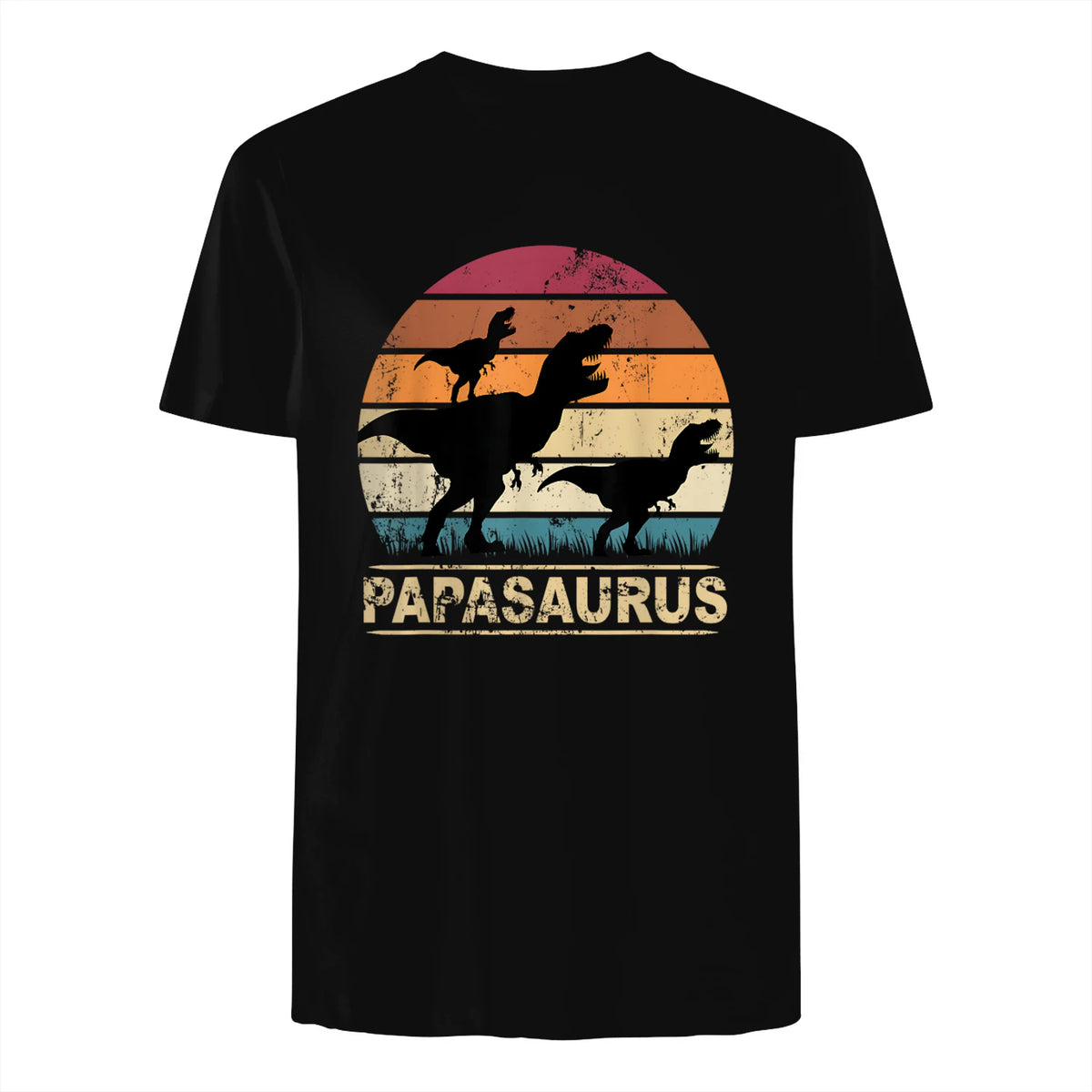 Papasaurus Dinosaurier Papa Tyrannosaurus Dino Doppelpack in Black - back view