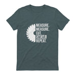 Funny Dad Shirt Measure Cut Swear Handyman Father Day Tshirt in Dark Heather - back view