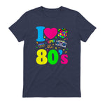 I Love the Eighties Classic Nostalgia T-Shirt in Heather Navy - back view