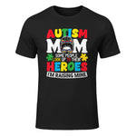 Autism Mom Raising Hero Messy Bun Autism Awareness in Black - front view