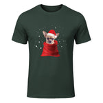 Chihuahua Motif de Noël - Mignon Mignon Xmas Neige Chiwawa in Forest Green - front view