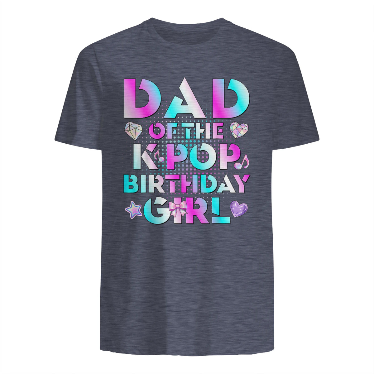 K-Pop Girl Dad T-Shirt in Heather Navy - back view