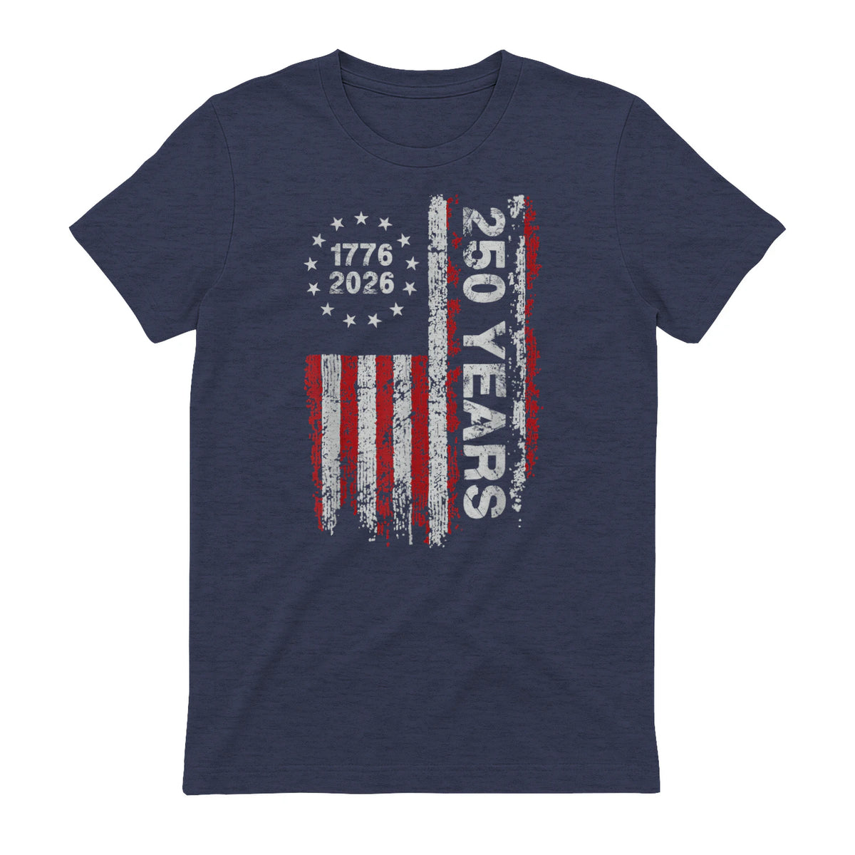 American Independence Freedom Anniversary T-Shirt in Heather Navy - back view