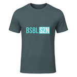 BSBL SZN Baseball Season Game Day Boys Girls Youth T-Shirt in Dark Heather - front view