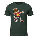 Dabbing Football Garçon Espagne Jersey, Espagnol Enfants Dab in Forest Green - front view