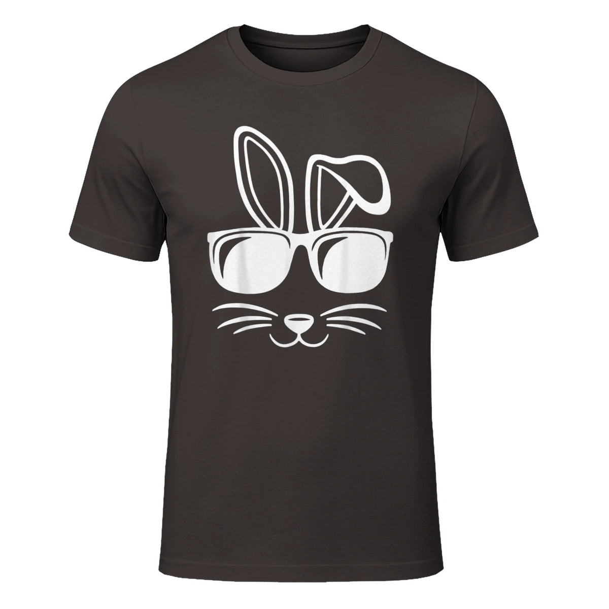 Bunny Face With Sunglasses Men Boys Kids Easter Day in Dark Chocolate - front view