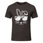 Bunny Face With Sunglasses Men Boys Kids Easter Day in Dark Chocolate - front view