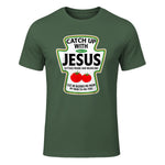 Catch Up with Jesus T-Shirt in Military Green - front view