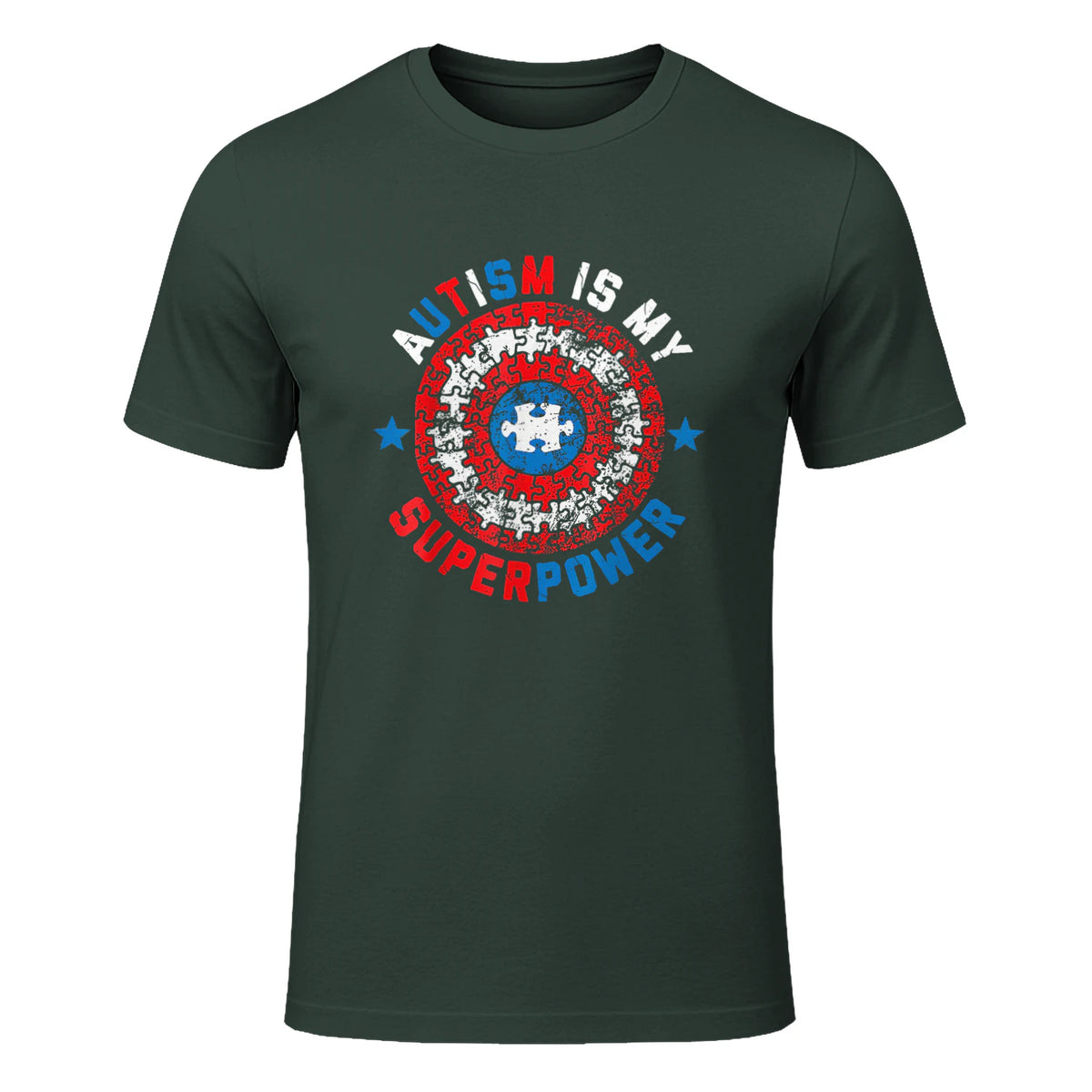 Autism is My Superpower Autism Awareness Autistic for Boys in Forest Green - front view