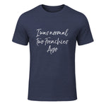 French Bulldog Owner Gift I Was Normal Two Frenchies Ago in Heather Navy - front view