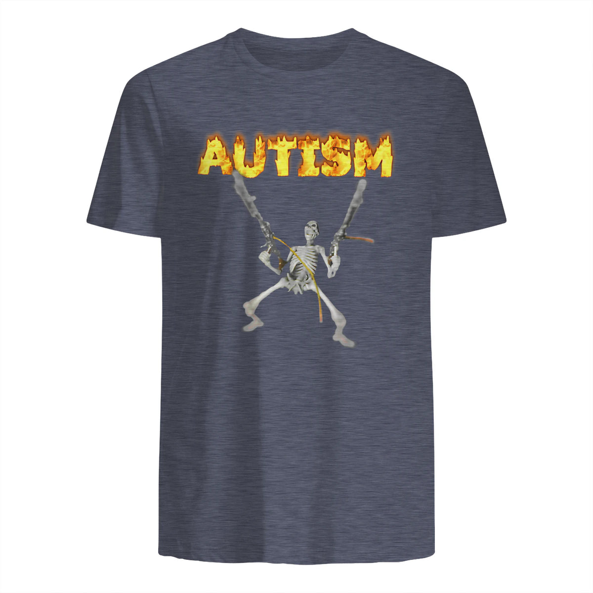 Autism Skeleton Meme in Heather Navy - back view