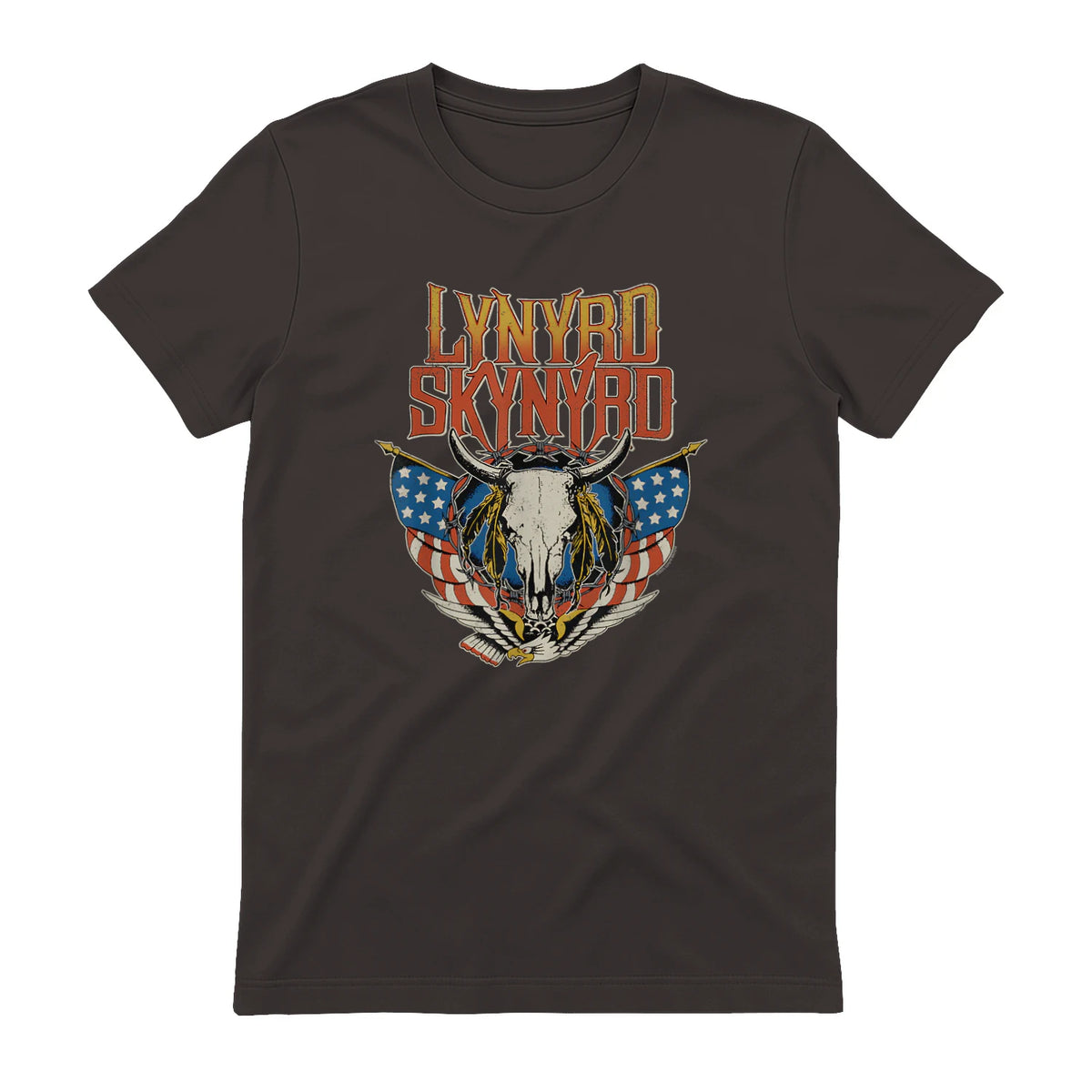 Lynyrd Skynyrd - Americana Steer Skull T-Shirt in Dark Chocolate - back view