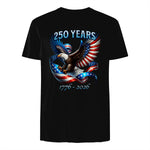 Patriotic Eagle and Flag Anniversary T-Shirt in Black - back view