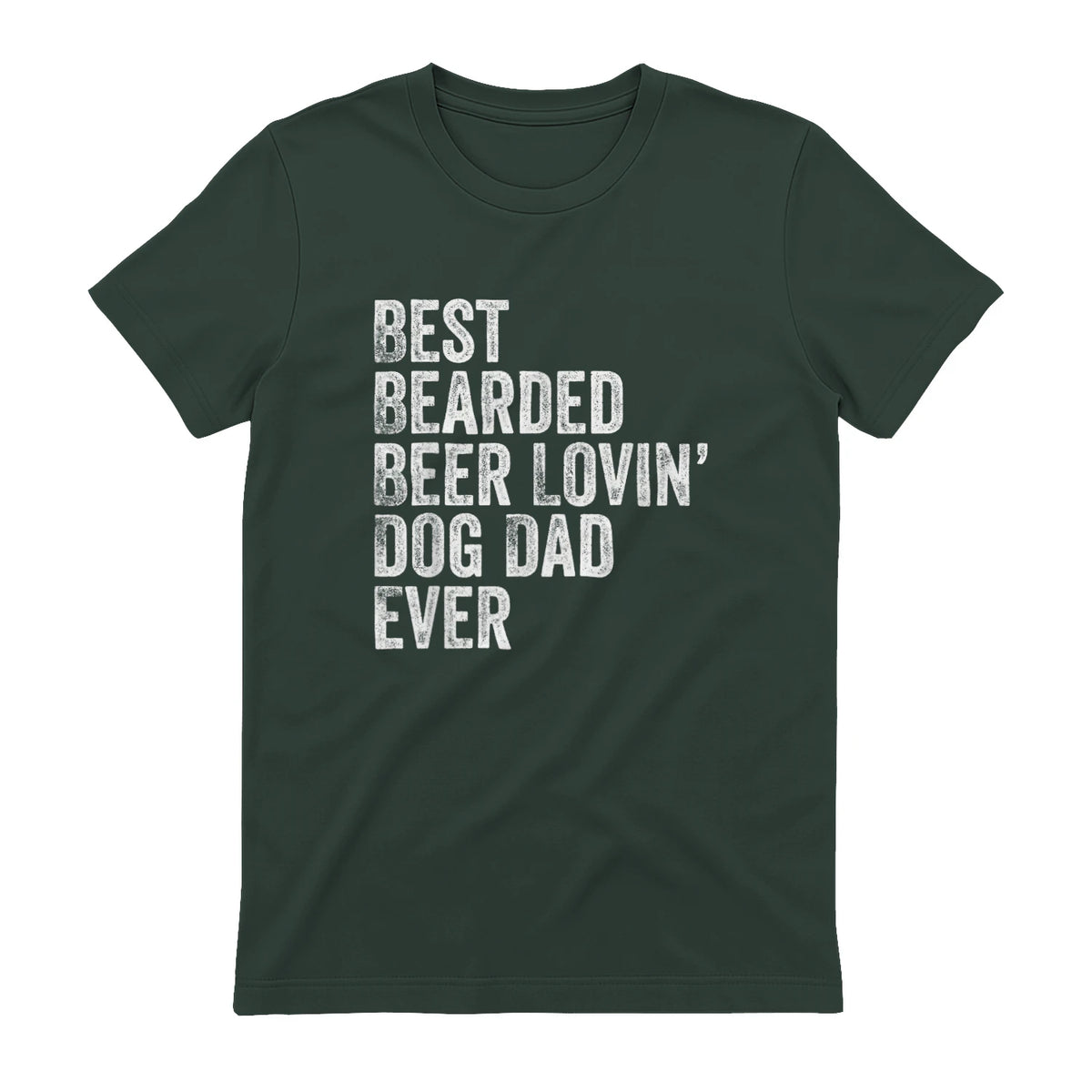 Best Bearded Beer Lovin Dog Dad T-Shirt Pet Lover Owner Gift in Forest Green - back view