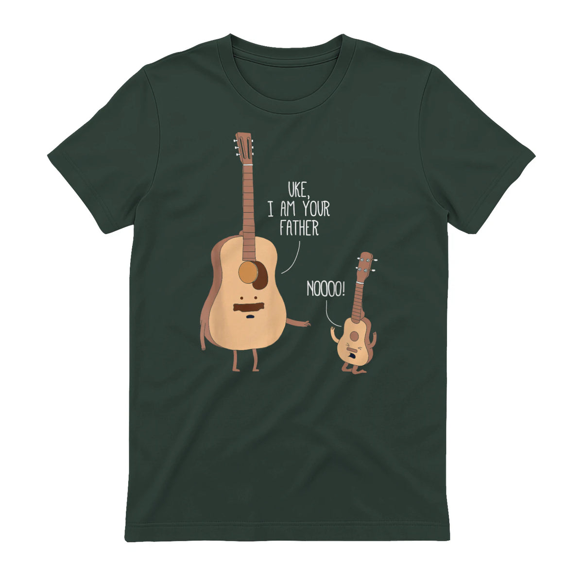 Uke I Am Your Father T Shirt Ukulele Guitar Music in Forest Green - back view