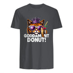 Donut Princess Cat Meme Tee – Kawaii Funny Cartoon Style T-Shirt in Charcoal - back view