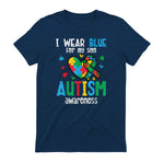 Autism Awareness Wear Blue for My Son ASD Mom Dad Men Women in Navy - back view