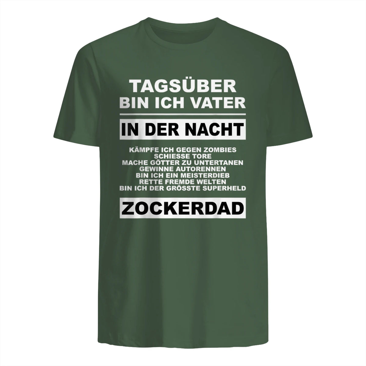 Zockerdad PC Spiele Gaming Zocken Konsole T-Shirt in Military Green - back view