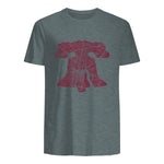 Philadelphia Street Map Liberty Bell Vintage Maroon Philly T-Shirt in Dark Heather - back view