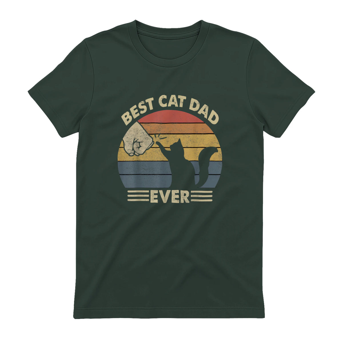 Best Cat Dad Ever T-Shirt in Forest Green - back view