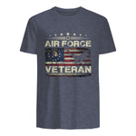 Veteran US Air Force TShirt - American Betsy Ross Flag T-Shirt in Heather Navy - back view