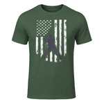 American Flag Baseball Shirt Cool Distressed Jersey Gift Tee T-Shirt in Military Green - front view