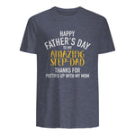 Happy father's day step dad in Heather Navy - back view