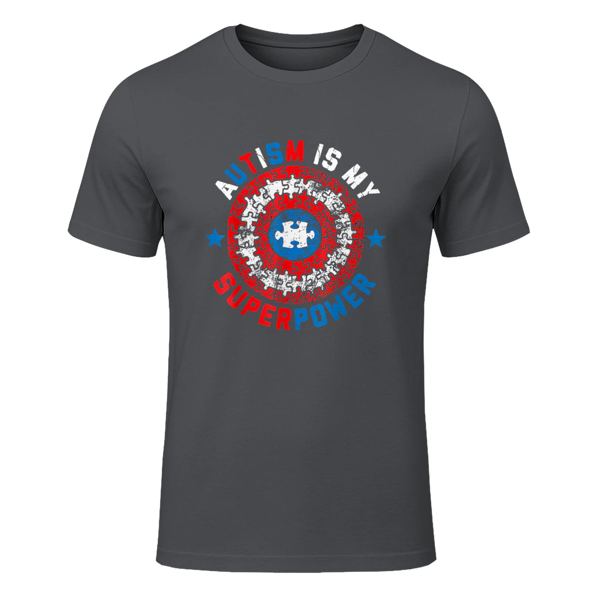 Autism is My Superpower Autism Awareness Autistic for Boys in Charcoal - front view
