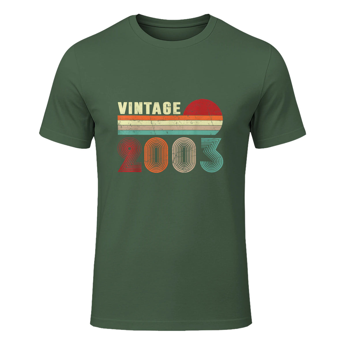 Vintage Twenty-Second Birthday T-Shirt in Military Green - front view