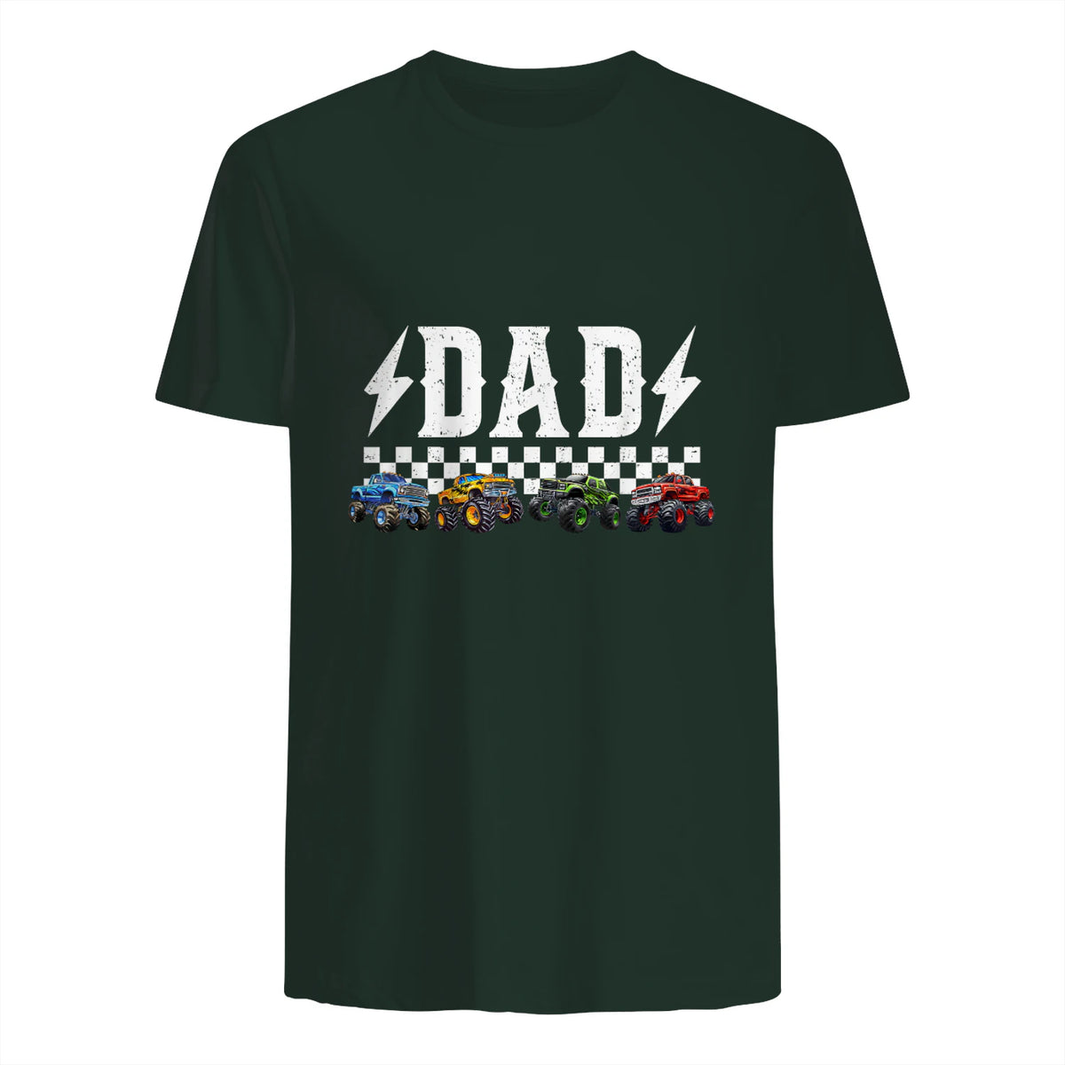Dad Retro Monster Truck T-Shirt in Forest Green - back view