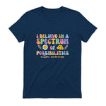 I Believe in A Spectrum of Possibilities Autism Awareness in Navy - back view