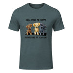Dogs Makes Me Happy Humans Make My Head Hurt T-Shirt in Dark Heather - front view
