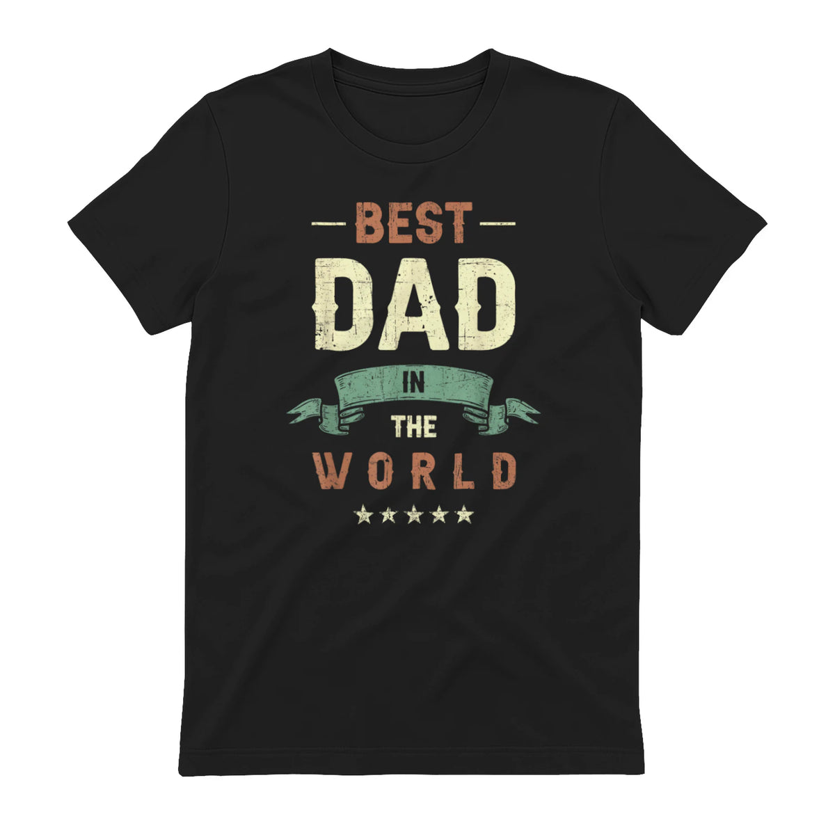 Best Dad in the World, Retro Vintage Look T-Shirt in Black - back view