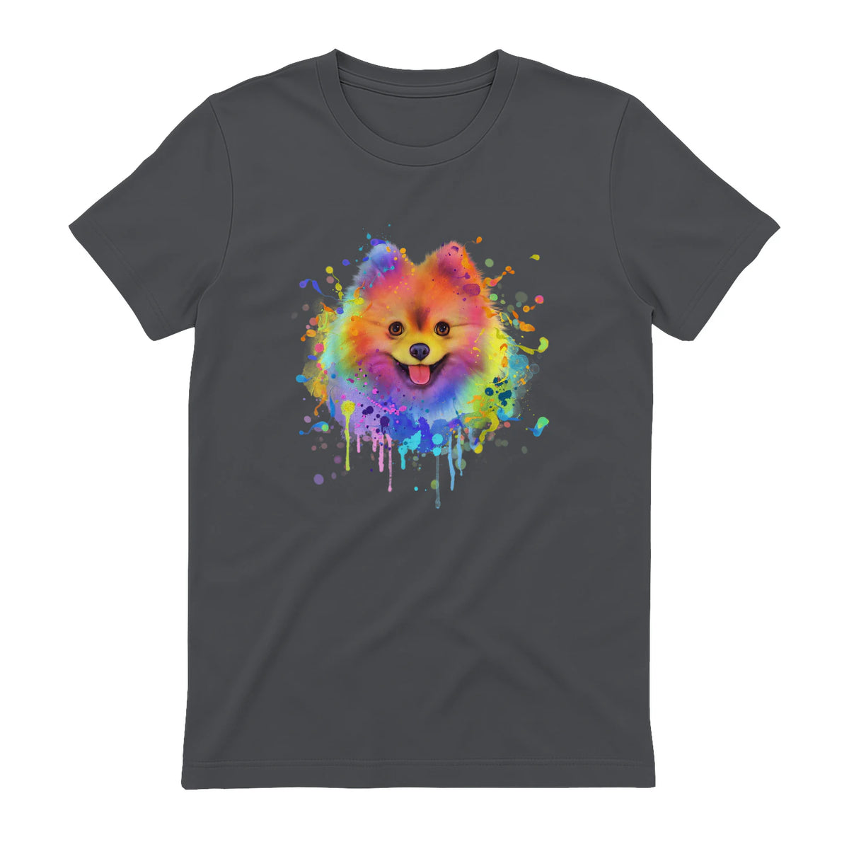 Colorful Splash Art Poméranie Portrait Pom Puppy Owner in Charcoal - back view