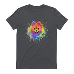 Colorful Splash Art Poméranie Portrait Pom Puppy Owner in Charcoal - back view