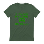 I Paused my Game to be Here Gamer T-shirt Gaming Geek Tee in Military Green - back view