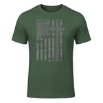 (Art) American Flag Christian Faith Cross Patriotic T-Shirt in Military Green - front view