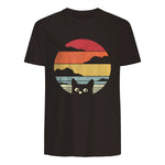 Pack A Punch Women's Retro Cat Graphic T-Shirt - Black, Short Sleev in Dark Chocolate - back view