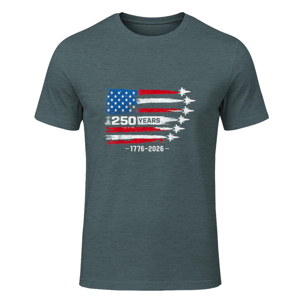 American Fourth of July Anniversary T-Shirt in Dark Heather - front view