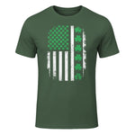 US American Flag with Shamrocks for St Patricks Day T-Shirt in Military Green - front view
