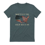 Don't Let The Old Man in Vintage American Flag T-Shirt in Dark Heather - back view