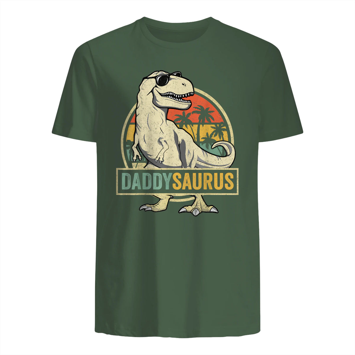 Daddysaurus T Rex Dinosaur Daddy Saurus Family Matching in Military Green - back view