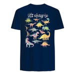 Autism Awareness It's Okay to Be Different Funny Dinosaur in Navy - back view