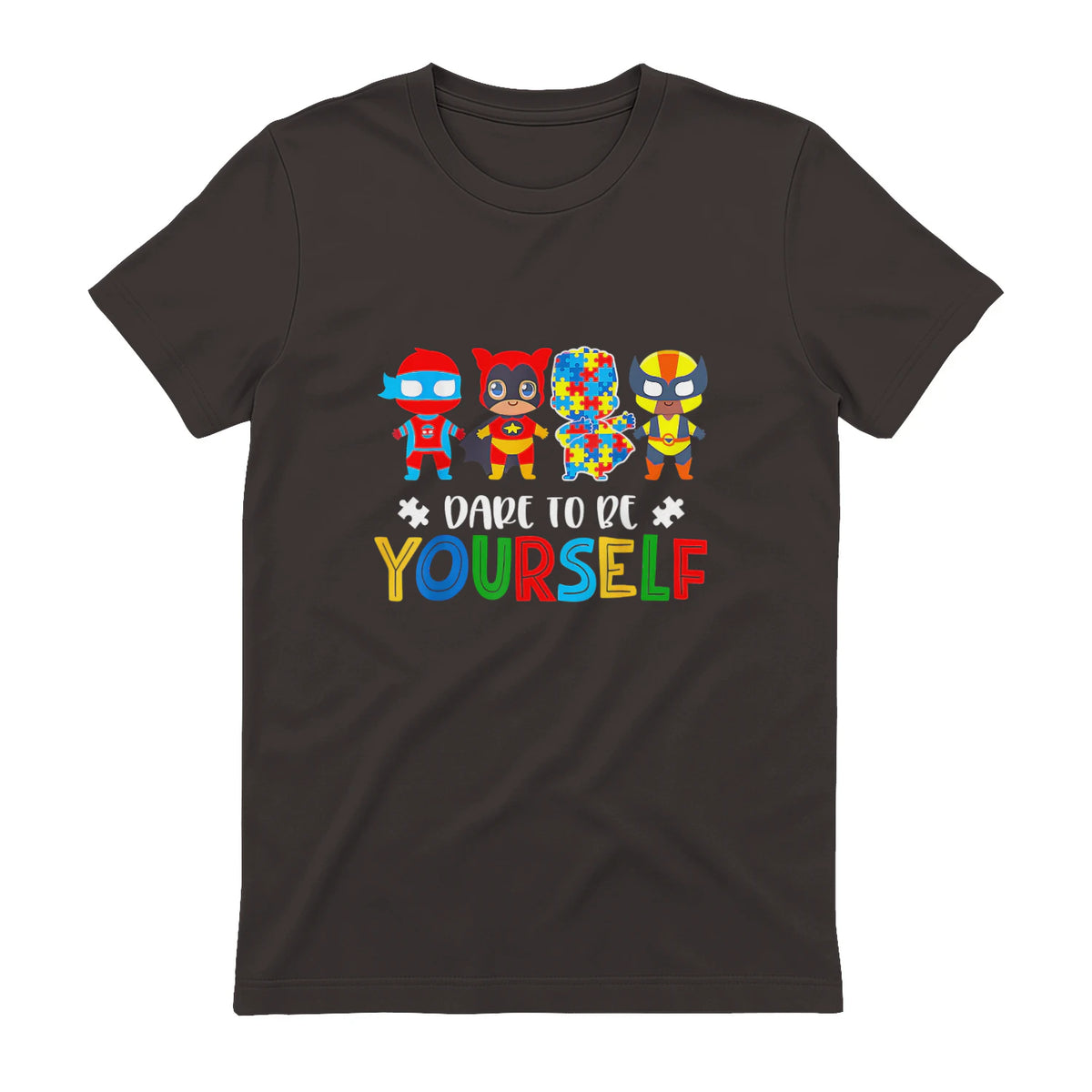 Dare to Be Yourself Autism Awareness Superheroes in Dark Chocolate - back view