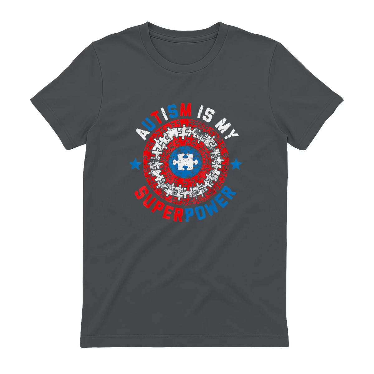 Autism is My Superpower Autism Awareness Autistic for Boys in Charcoal - back view