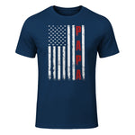 Proud Papa Flag Funny Father's Day from Grandchildren T-Shirt in Navy - front view