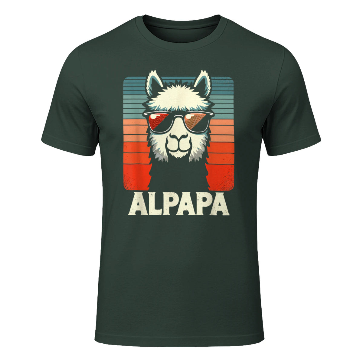 Bester Papa Alpapa Alpaka Frischgebackener Papa Vatertag T-Shirt in Forest Green - front view