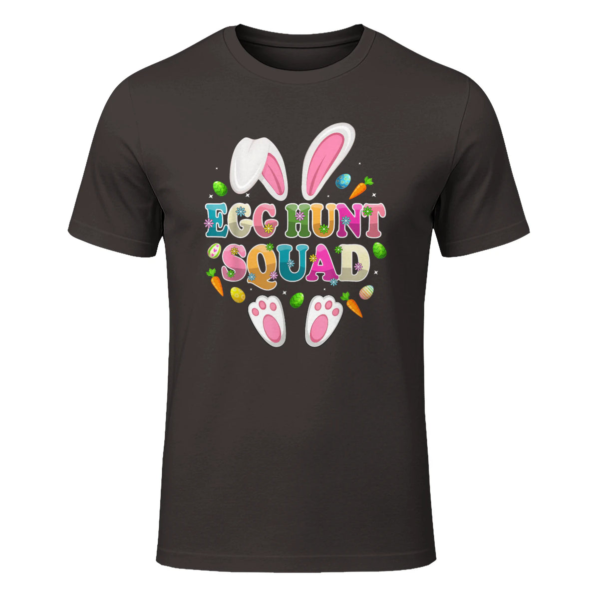 Egg Hunt Squad Bunny Happy Easter Day in Dark Chocolate - front view