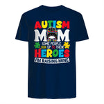 Autism Mom Raising Hero Messy Bun Autism Awareness in Navy - back view