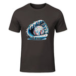 Baseball Drip Ice Cream Sprinkles Baseball Glove T-Shirt in Dark Chocolate - front view